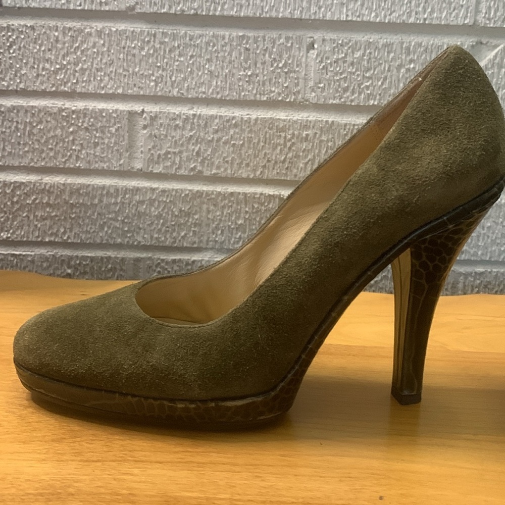 MICHAEL Michael Kors Suede Croc Leather Platform Heels EUC Womens Size 11M - Picture 6 of 11